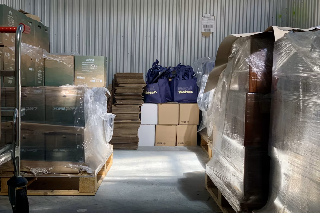 Warehouse filled with boxes and bags